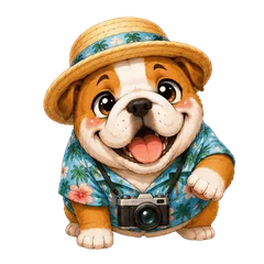 Bulldog in camicia hawaiana