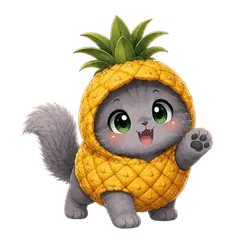 Gattino grigio vestito da ananas